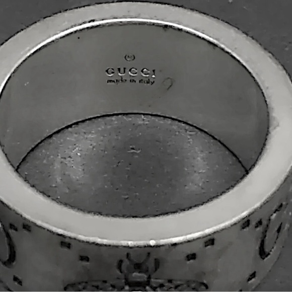 GUCCI GG Logo Bee Silver 925 Ring - Picture 5 of 6